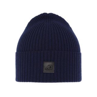 Czapka męska zimowa, granatowa, 100% wełniana merino Matias