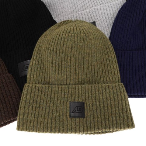 Czapka męska zimowa, zielona, 100% wełniana merino Matias