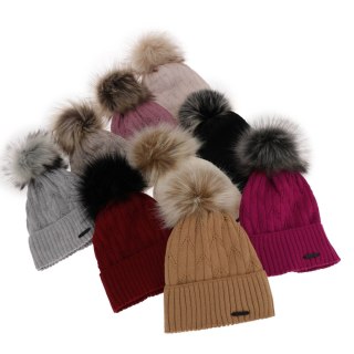 Czapka zimowa damska, czarna, z wełną merino Talaria