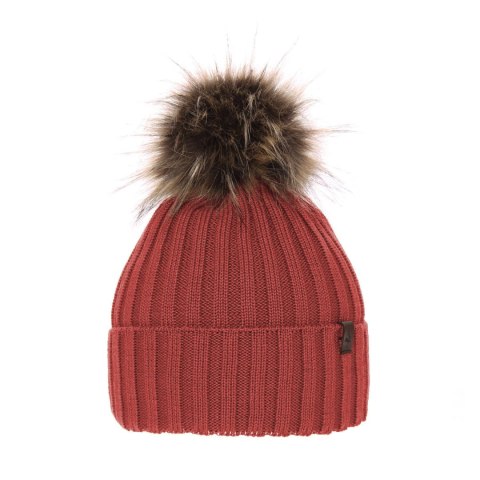 Czapka zimowa damska, czerwona, z wełną merino Texa