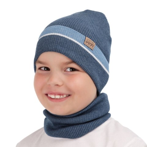 Czapka i komin dla chłopca jesienny, wiosenny komplet, beżowy Antonio Czapka i komin dla chłopca jesienny, wiosenny komplet, beżowy Antonio