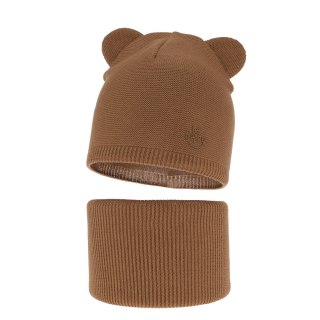 Komplet jesienny/ wiosenny dla chłopca: czapka i komin w kolorze camel Ludvic