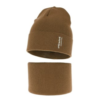 Komplet jesienny/ wiosenny dla chłopca: czapka i komin w kolorze camel Timothe