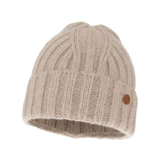 Czapka zimowa damska, beżowa, z wełną merino Pamira
