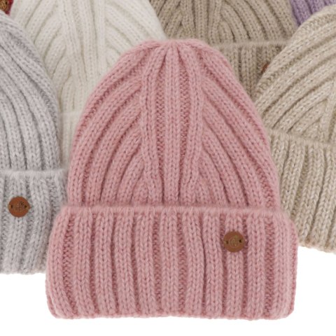Czapka zimowa damska, bordowa, z wełną merino Pamira Czapka zimowa damska, bordowa, z wełną merino Pamira