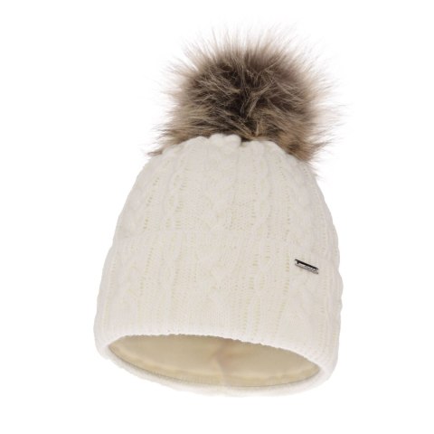 Czapka zimowa damska, kremowa, z pomponem, Omega Czapka zimowa damska, kremowa, z pomponem, Omega