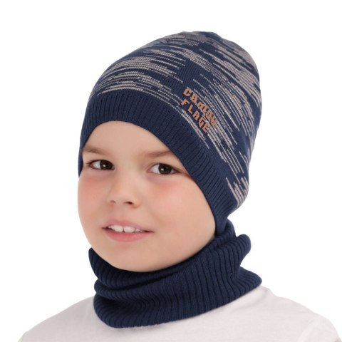 Czapka i komin dla chłopca jesienny, wiosenny komplet, brązowy Carter Czapka i komin dla chłopca jesienny, wiosenny komplet, brązowy Carter