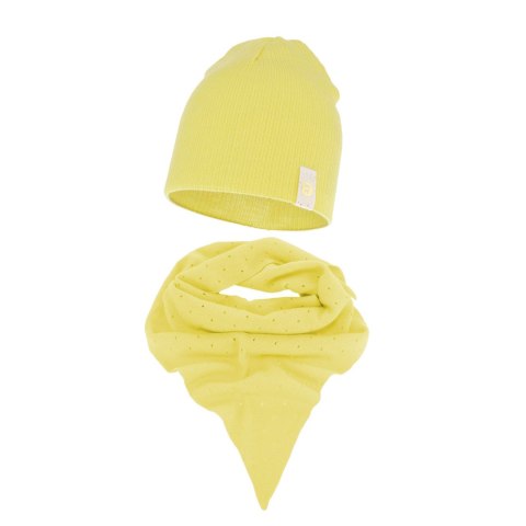 Czapka i chusta dla dziewczynki jesienny, wiosenny komplet, żółty Blanche Czapka i chusta dla dziewczynki jesienny, wiosenny komplet, żółty Blanche