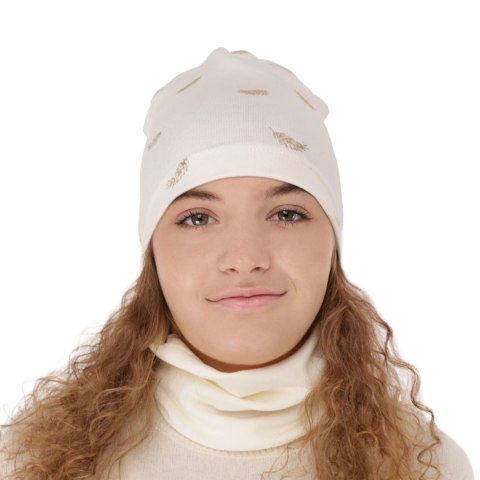 Komplet jesienny/ wiosenny dla dziewczynki: czapka i komin bawełniany kremowy Florena Komplet jesienny/ wiosenny dla dziewczynki: czapka i komin bawełniany kremowy Florena