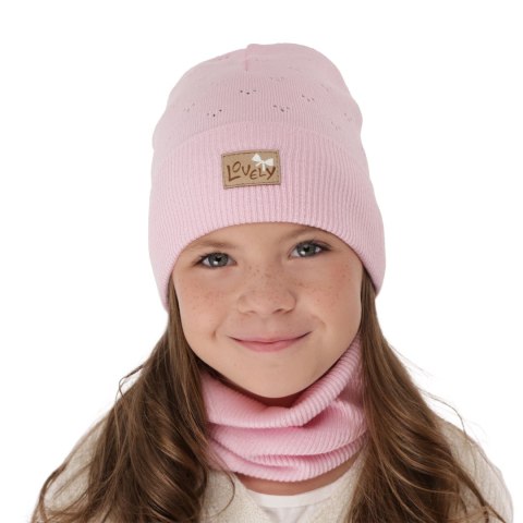 Czapka i komin dla dziewczynki jesienny, wiosenny komplet, wrzosowy Alisa Czapka i komin dla dziewczynki jesienny, wiosenny komplet, wrzosowy Alisa
