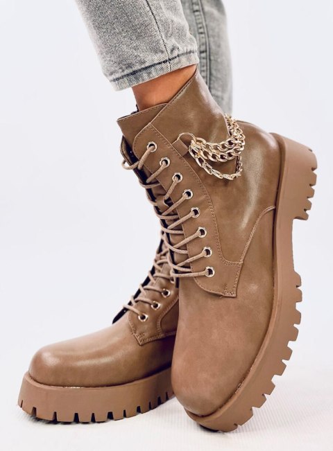 Botki glany z łańcuszkami TOKIO KHAKI Botki glany z łańcuszkami TOKIO KHAKI