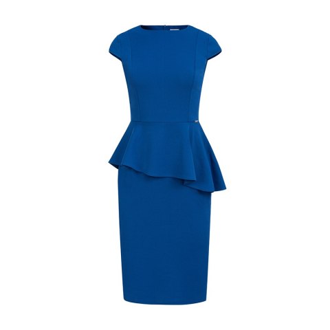 192-7 Elegancka sukienka MIDI z baskinką - CHABROWA - XXL 192-7 Elegancka sukienka MIDI z baskinką - CHABROWA - XXL