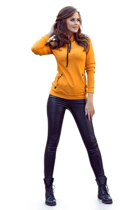 262-1 Bluza z kapturem i kieszonkami - kolor musztardowy - XXL 262-1 Bluza z kapturem i kieszonkami - kolor musztardowy - XXL
