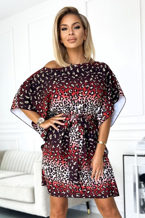 287-23 SOFIA Sukienka motyl z wiązaniem w pasie - JAGUAR - 2XL/3XL