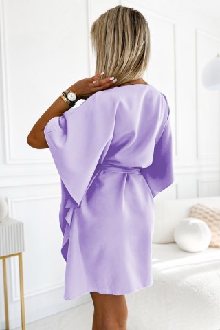 287-29 SOFIA Kobieca sukienka motyl z wiązaniem w pasie - WRZOSOWA - L/XL