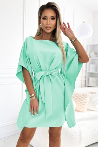 287-31 SOFIA Kobieca sukienka motyl z wiązaniem w pasie - MIĘTA - 2XL/3XL