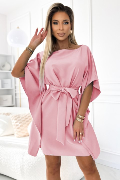 287-32 SOFIA Kobieca sukienka motyl z wiązaniem w pasie - BRUDNY RÓŻ - L/XL 287-32 SOFIA Kobieca sukienka motyl z wiązaniem w pasie - BRUDNY RÓŻ - L/XL