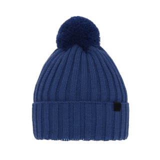 Czapka zimowa męska, niebieska, z wełną merino Korynt