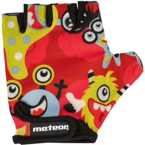 Rękawiczki rowerowe Meteor Junior Monsters wielokolorowe S Rękawiczki rowerowe Meteor Junior Monsters wielokolorowe S