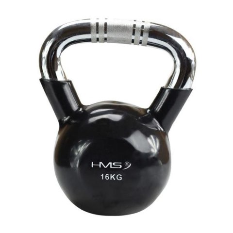 Kettlebell żeliwny uchwyt chrom radełkowany HMS KTC16 BLACK N/A