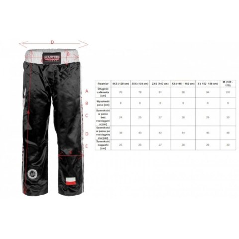 Spodnie Masters SKBP-100W (Wako Apprved) 06805-02M czerwony+XXXS
