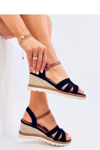 Sandałki espadryle na koturnie ROSCO BLACK - Inello