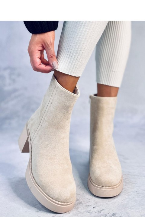 Botki na stabilnym obcasie RUFFIN BEIGE - Inello Botki na stabilnym obcasie RUFFIN BEIGE - Inello