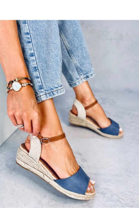 Sandałki espadryle na koturnie EAKES BLUE - Inello