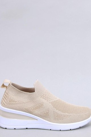 Sneakersy na koturnie skarpetkowe BAYOL BEIGE - Inello