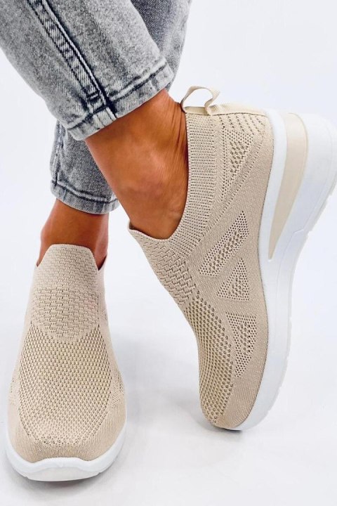 Sneakersy na koturnie skarpetkowe BAYOL BEIGE - Inello Sneakersy na koturnie skarpetkowe BAYOL BEIGE - Inello