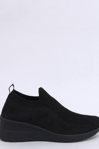 Sneakersy na koturnie skarpetkowe BAYOL BLACK - Inello