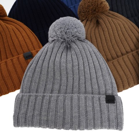 Czapka zimowa męska, brązowa, z wełną merino Korynt Czapka zimowa męska, brązowa, z wełną merino Korynt
