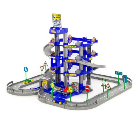 Wader-Polesie 44716 Parking garaż - 4-poziomowy z drogą i samochodami, niebieski