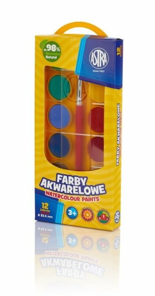 Farby akwarelowe Astra 12 kolorów 23,5mm w pudełku ASTRA 302118001