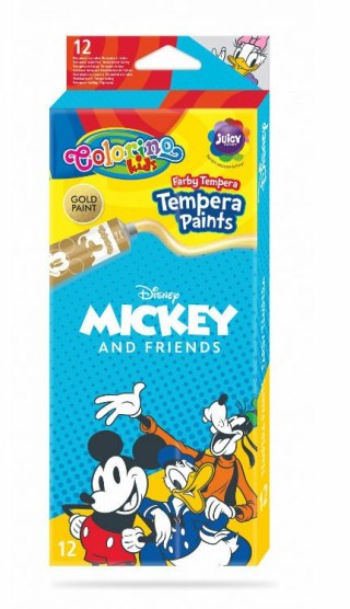 Farby tempera w tubach 12 kolorów 12ml Colorino Kids Mickey Myszka Miki