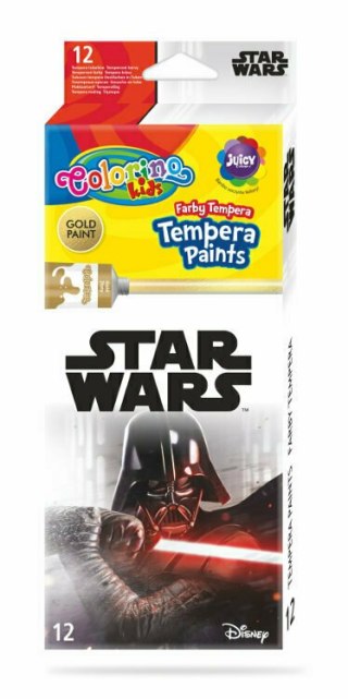 Farby tempera w tubach 12 kolorów 12ml Colorino Kids Star Wars