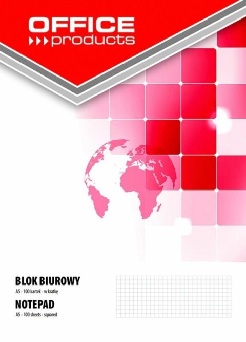 Blok biurowy OFFICE PRODUCTS A5 100k w kratkę 70gsm p5 cena za 1szt