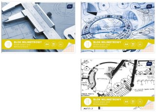 Blok milimetrowy A3 20k Interdruk p10, mix cena za 1 szt
