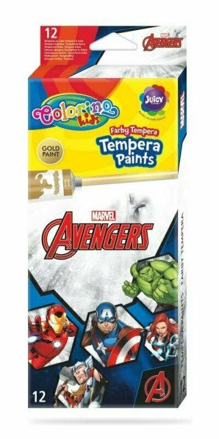 Farby tempera 12 kolorów w tubach 12 ml Avengers Colorino Kids 91451