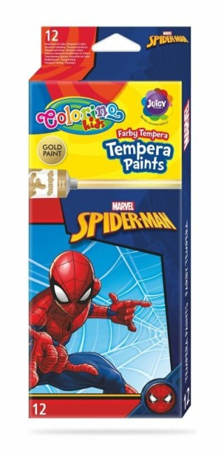 Farby tempera 12 kolorów w tubach 12 ml Spiderman Colorino Kids 91840