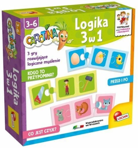 Carotina Logika 3w1 3 gry rozwijające logiczne myślenie 87488 LISCIANI