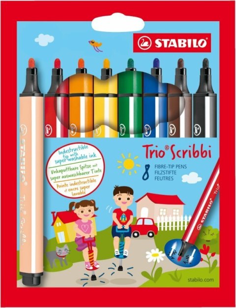 Flamastry 8 kolorów STABILO Trio Scribbi etui kartonowe 368