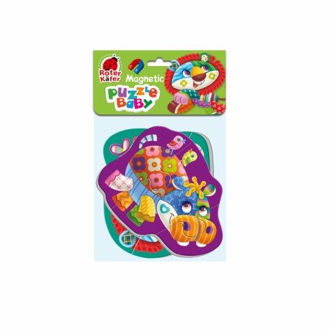 Magnetyczne Baby puzzle z pianki Lew - Hipopotam RK5020-04