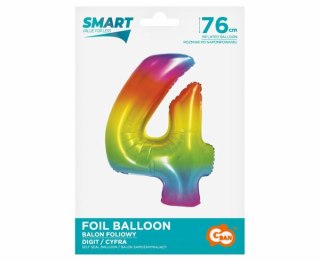 Balon foliowy Smart Cyfra 4 tęczowa 76cm CH-STC4