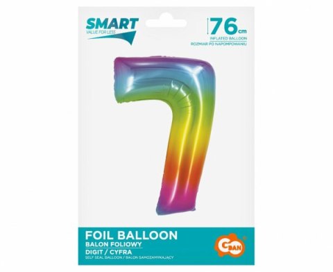 Balon foliowy Smart Cyfra 7 tęczowa 76cm CH-STC7