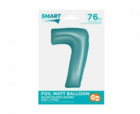 Balon foliowy Smart, Cyfra 7, j. niebieska matowa, 76 cm GoDan