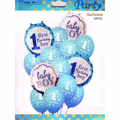 Zestaw balonów Baby Boy/Girl First Birthday, 30-46cm, 14 szt. BCS-587