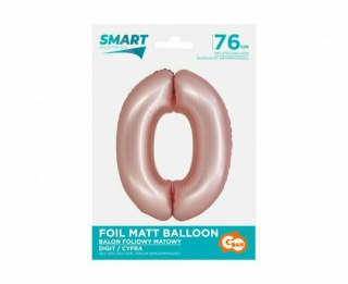 Balon foliowy SMART cyfra 0, różowa matowa, 76 cm GoDan