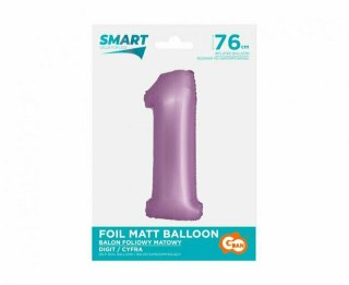 Balon foliowy Smart Cyfra 1 lawendowa matowa 76cm Godan