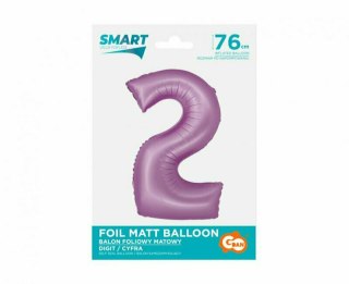 Balon foliowy Smart Cyfra 2 lawendowa matowa 76cm Godan